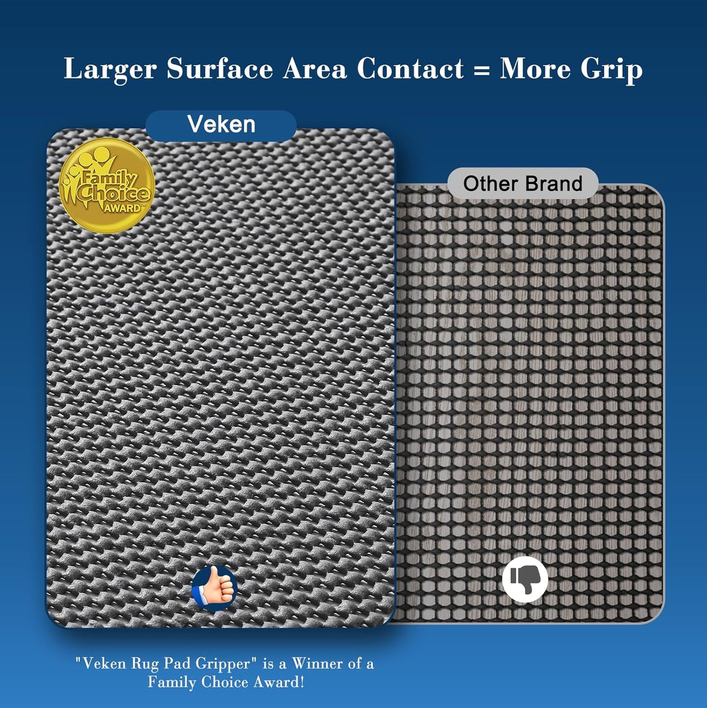 Veken Non Slip Rug Pad Gripper 8 x 10 Feet Extra Thick Pads for Any Hard Surface Floors, Keep Your Rugs Safe and in Place, Under Carpet Anti Skid Mat - Colors A
