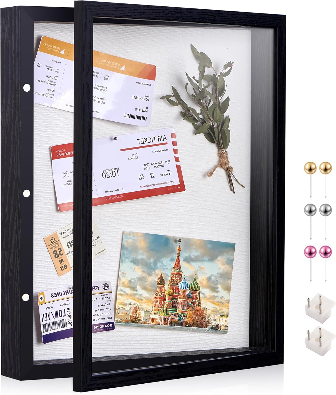 8x10 Deep Shadow Box Picture Frame Display Case with Linen Back and Stand,Real Glass Black Shadow Memory Box Frame 8x10 for Flower Baby Pet Wedding Photo Art Craft Memorial Wall Decor Gift