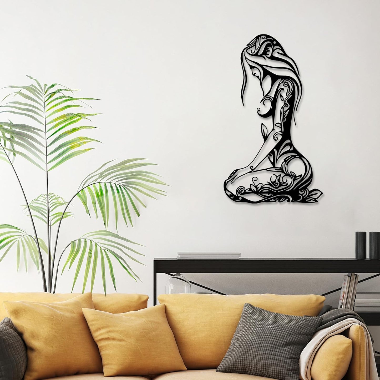 Xedatric Modern Abstract Metal Wall Art-Minimalist Line Sculpture for Bedroom,Living Room,Bathroom-Unique Metal Wall Decor for Home & Office
