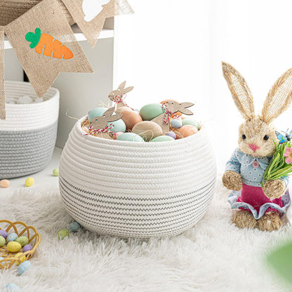 Goodpick Wicker Storage Basket for Living Room, Small Round Woven Basket for Toys, Towel, Bedroom, Children Corner Decoration Plant Baskets Indoor, Jute, 10"D x 8.3"H