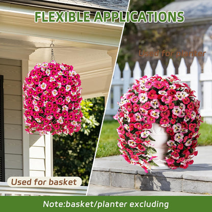 HyeFlora Artificial Flowers for Outdoors, 2pcs Faux Silk Pansies Flowers UV Resistant Fake Hanging Flower Plants for Outside Planters Porch Yard Patio Window Box (Mix Purple)