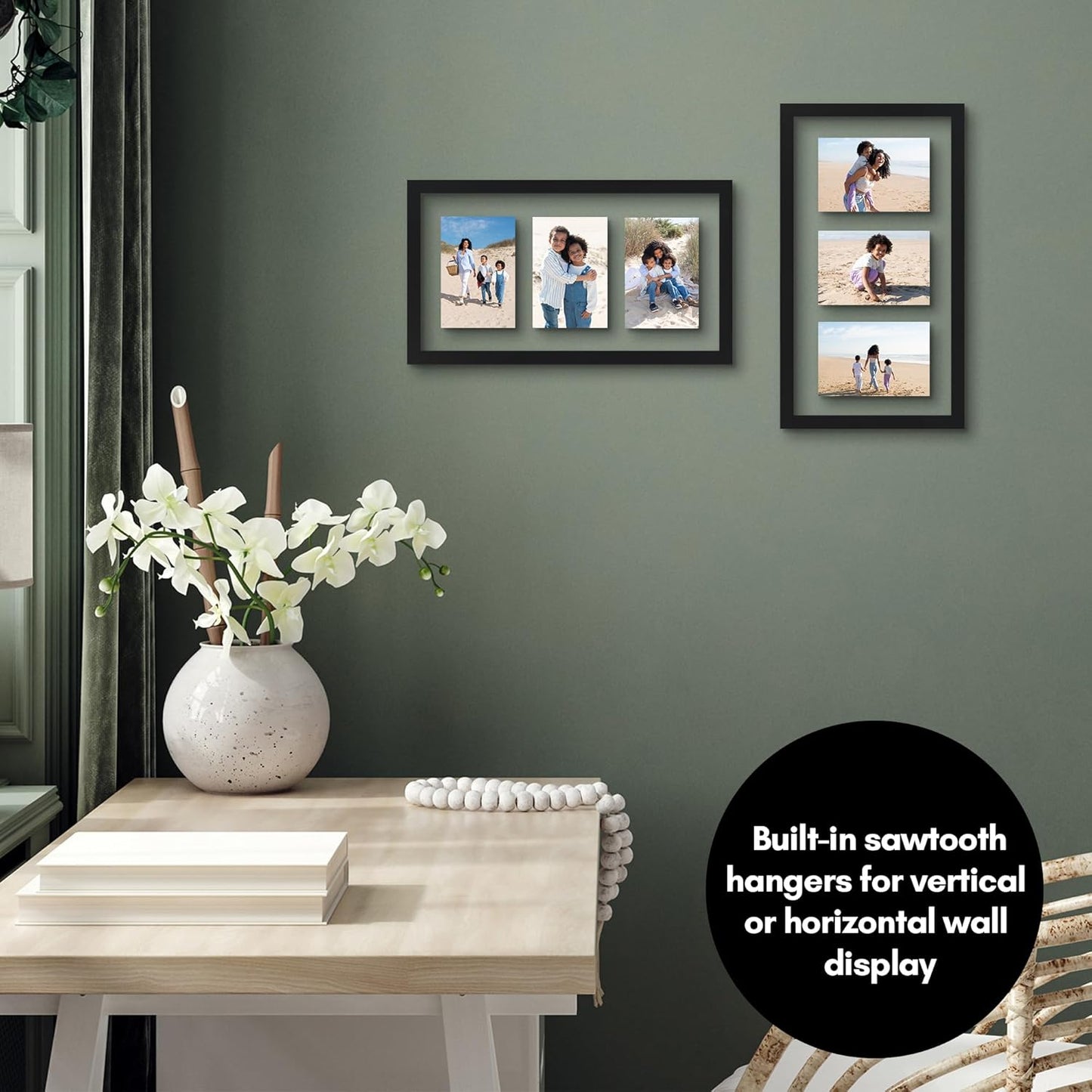 Americanflat 4x6 Collage Picture Frame with Shatter-Resistant Glass - Fits Five 4x6 Photos or Use as One 11x14 Picture Frame - Signature Collection - Collage Frames for Wall Display - Black