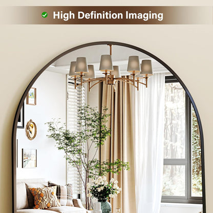 XRAMFY 56"x21" Arched Full Length Mirror Floor Mirrors with Aluminum Alloy Frame Free-Standing Wall Mounted Floor Mirrors or Large Dressing Mirror, Black Mirror Full Length
