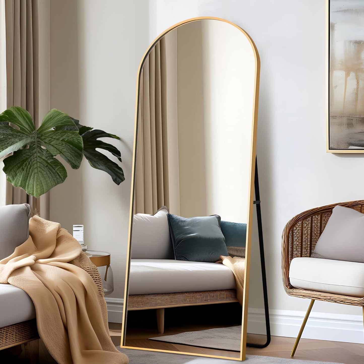 NicBex Full Length Mirror with Stand, 56"x19" Aluminum Alloy Frame Floor Mirror, Black, Shatter-Proof Glass - Free Standing, Leaning Against Wall or Wall-Mounted, for Bedroom Living Room Dressing Room