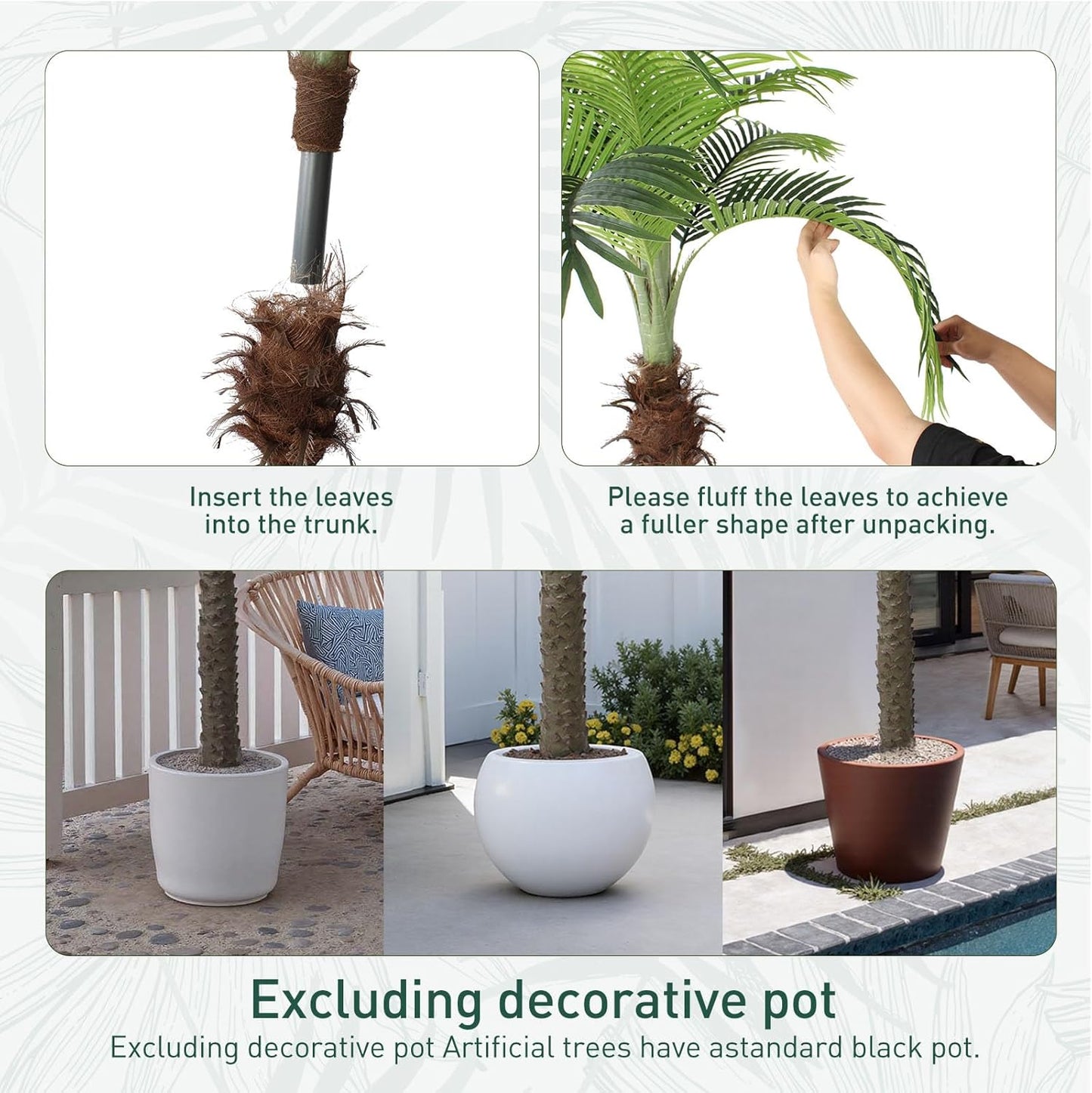 YEPDIN 6 Ft Artificial Tropical Palm Tree With 24 Removable Leaves - Large Faux Plant for Indoors and Outdoors, Silk Housewarming Gift, K185