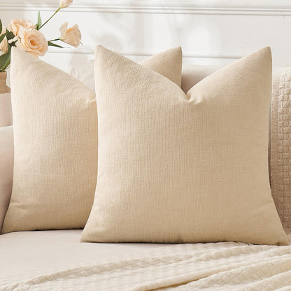 MIULEE Olive Green Couch Pillow Covers 18x18 Inch, Set of 2 Soft Chenille Decorative Square Throw Pillow Covers Farmhouse for Sofa Living Room Bed