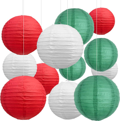 BEISHIDA 10Pcs White Paper Lanterns Decorative Chinese/Japanese Hanging Round Paper Lanterns Lamp for Birthday, Wedding, Christmas, Bridal, Home Decor, Party Decoration(Size of 4”, 6”, 8”, 10”)