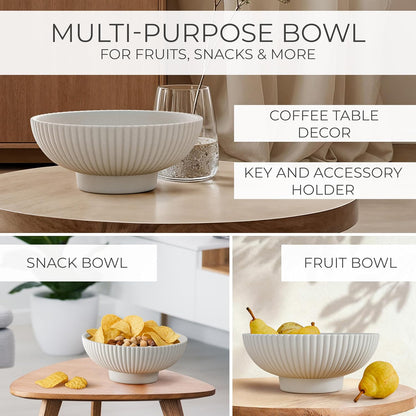 Decorative Concrete Fruit Bowl For Kitchen Counter Or Table Decor – Premium Quality Large Key Bowl Elevates Your Modern/Farmhouse Home Decoration, Showcasing Fruit or Seasonal Centerpieces in Style