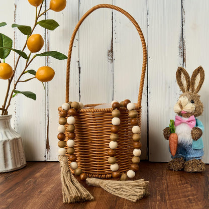 OMISHE 59in Wood Bead Garland with Tassels, Decorative Beads, Farmhouse Wooden Beads Garland for Wall Hanging Home Festival Decor, Aqua, Teal