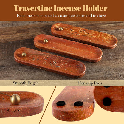 Koville Natural Marble Incense Holder, Incense Holder for Sticks with 9 Holes, Handmade Incense Burner Ash Catcher for Meditation Yoga SPA, Balsam Fir/Palo Santo/Sage/Cone (Green)