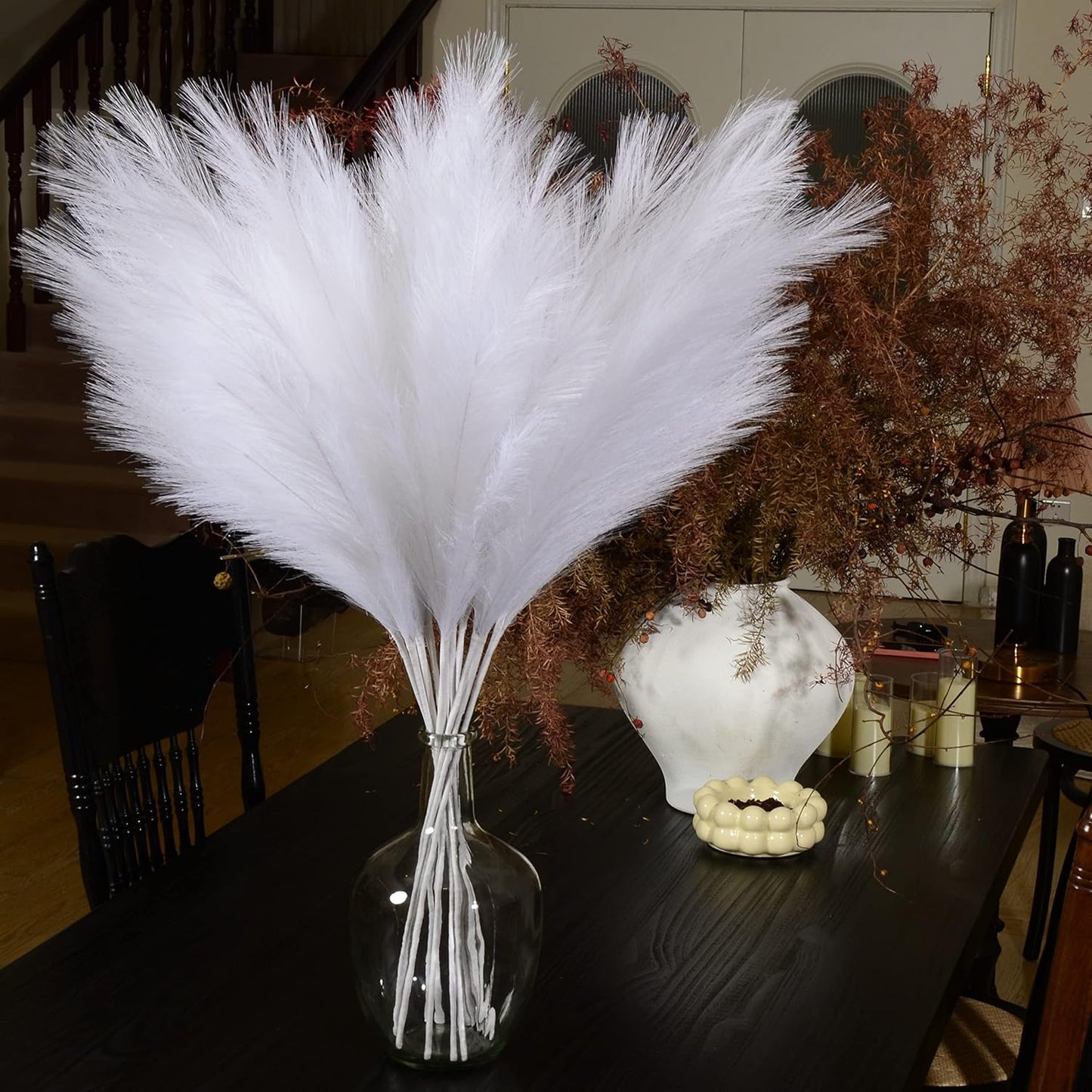 PERFNIQUE Faux Pampas Grass, 9PCS Pompas, Large Pompas Grass, 38'' Tall Pampas Grass for Floor Vase, Pampas Grass Decor Tall for Vase Fillers, Boho Rustic Farmhouse Home Decor(Natural Beige)