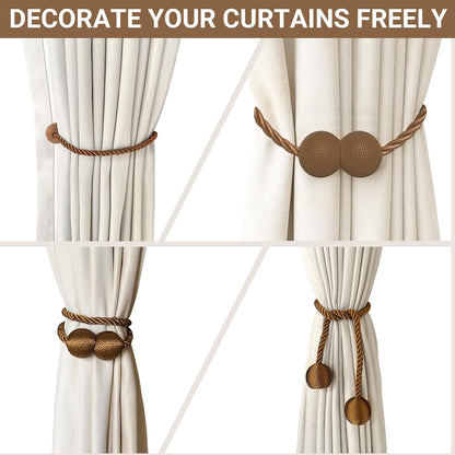 Hion Magnetic Curtain Tiebacks Black 2pcs, Curtain Tiebacks Buckles Holdbacks Holders Hooks Clip for Home Outdoor Bedroom Office Decorative Curtain