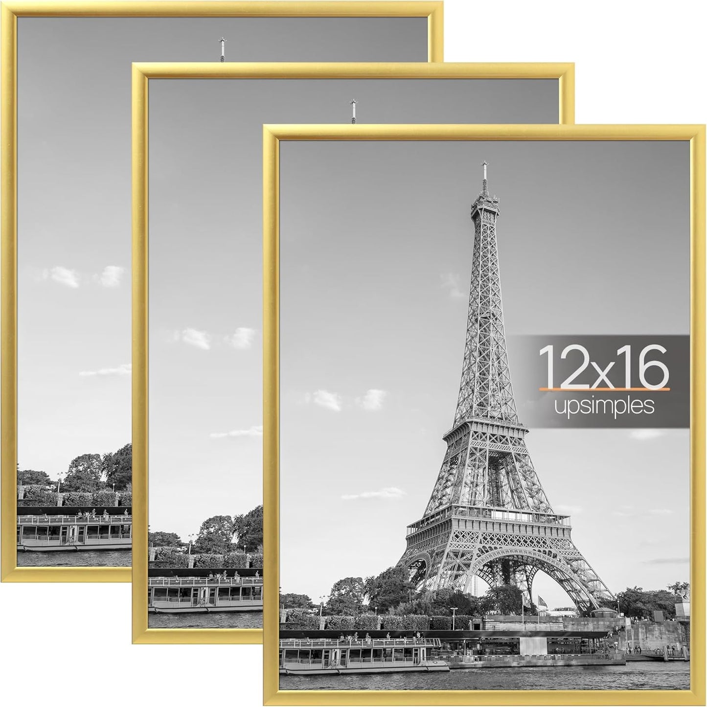 upsimples 24x36 Poster Frame Black 3 Pack, Scratch-Proof Picture Frames 24 x 36 for Photo Gallery - Slide-In Strips, Horizontal or Vertical Wall Mounting
