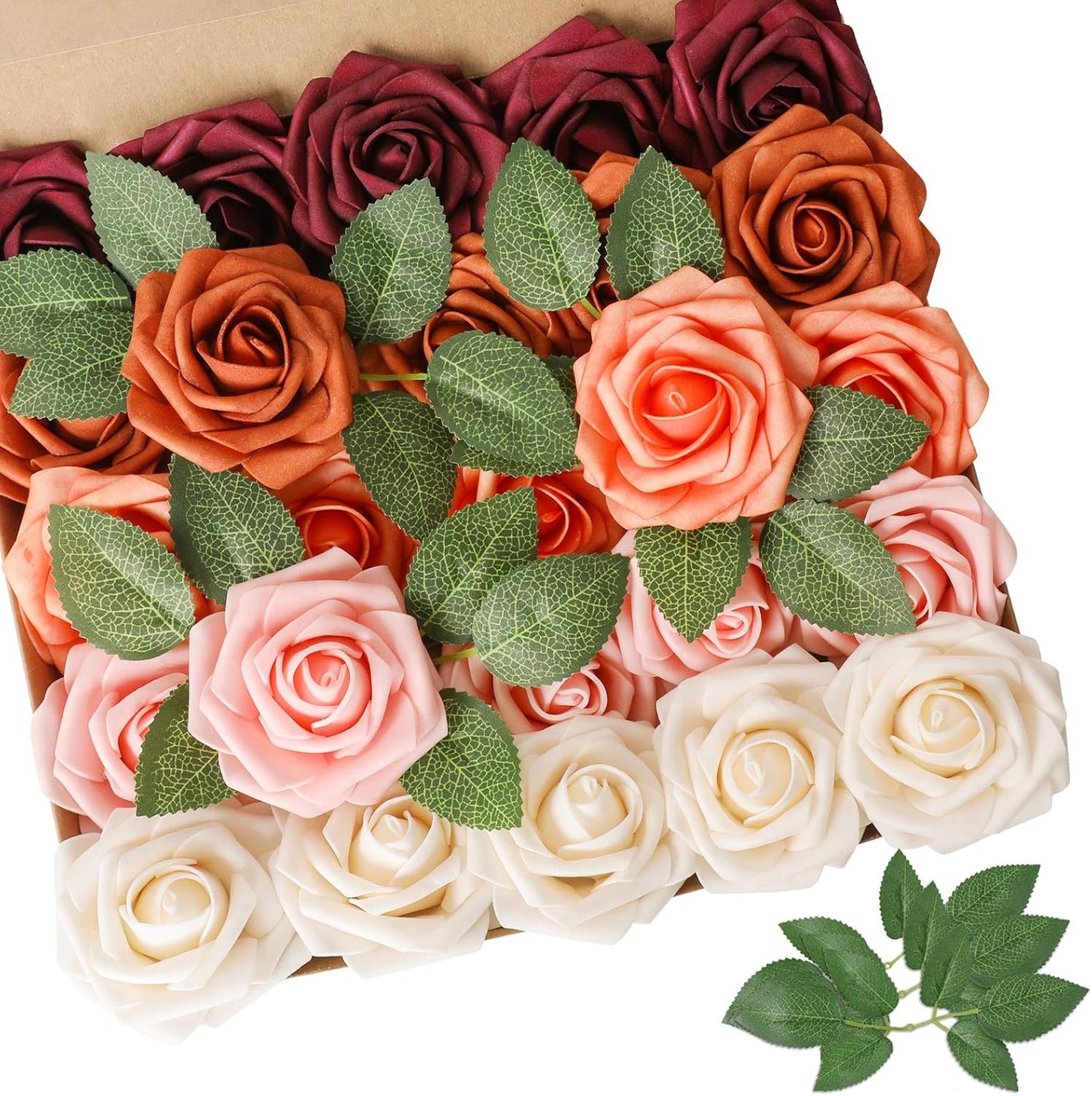 AmyHomie Artificial Flowers Dark Red Rose 25pcs Real Looking Fake Roses w/Stem for DIY Wedding Bouquets Centerpieces Arrangements Party Baby Shower Mothers Day Christmas Tree Decorations