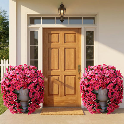HyeFlora Artificial Flowers for Outdoors, 2pcs Faux Silk Pansies Flowers UV Resistant Fake Hanging Flower Plants for Outside Planters Porch Yard Patio Window Box (Mix Purple)