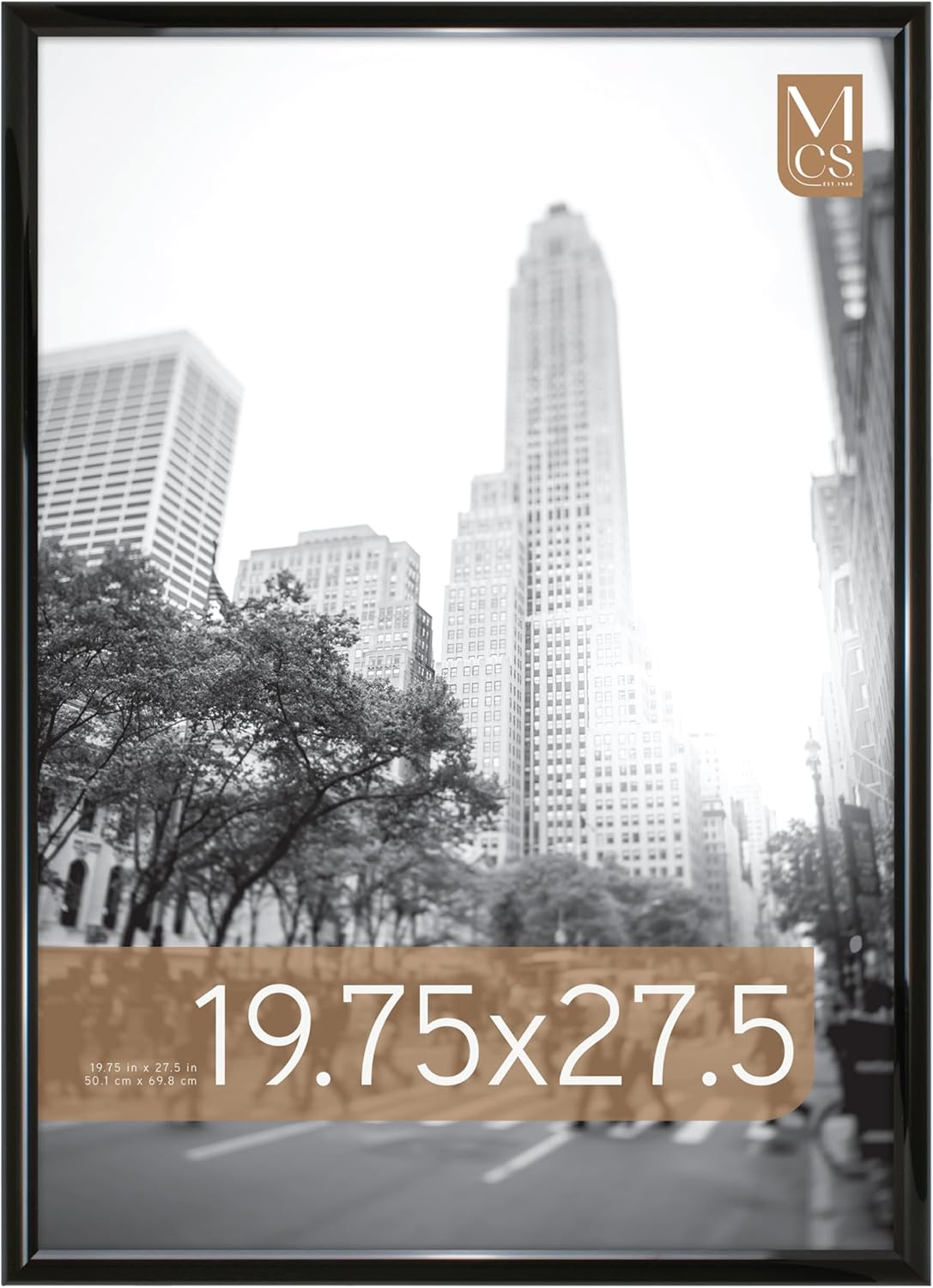 MCS Trendsetter 24x36 Poster Frame Black High-Gloss, Vertical & Horizontal Wall Hanging Large Picture Frame for Photos, Posters & Art Prints (1-Pack)