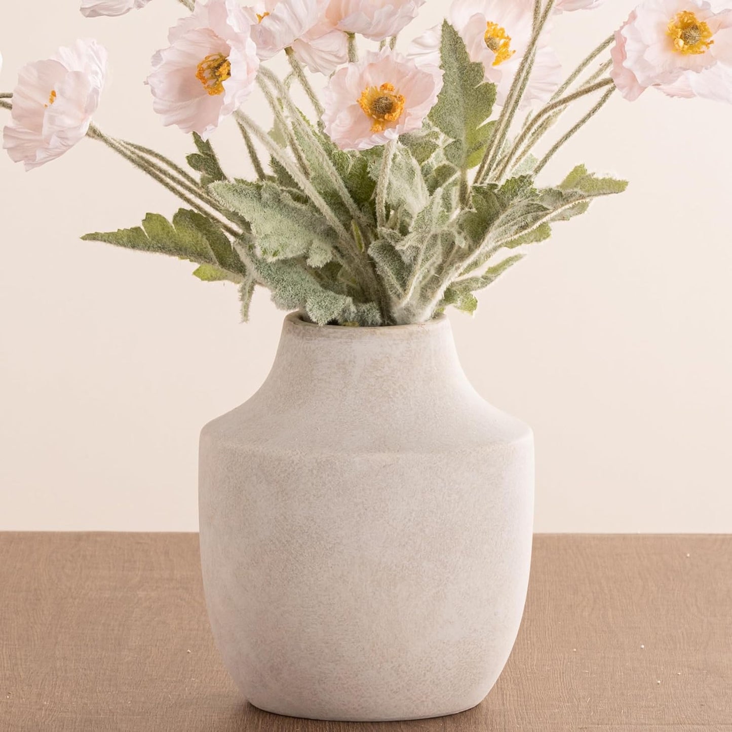 Mitt&Ditt Ceramic Flower Vase with Handles, 11 inch Tall Vase for Centerpieces, Large Decorative Terracotta Vases, Farmhouse Rustic Vases for Home Decor, Living Room, Table, Neutral