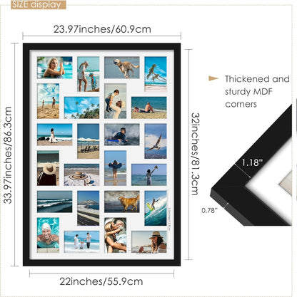 DUENPY 14x26 Collage Picture Frame 4x6 Collage Picture Frame Displays Twelve 4x6 inch Photos Available Horizontal Wall Mounting Display and Vertical Black - Colors B