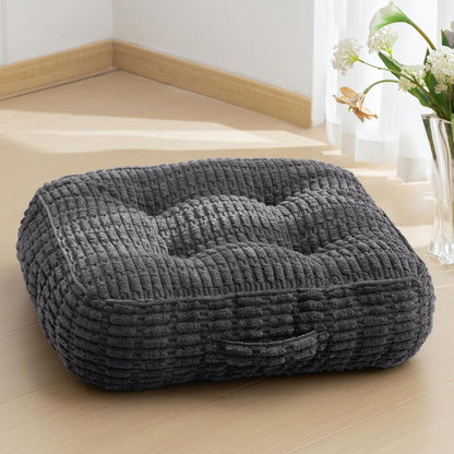 HIGOGOGO Floor Pillow Cushion for Adults, Meditation Cushion Pillow, Blended Corduroy Cover, Large Square Floor Sitting for Tatami Living Room or Yoga, 22x22 Inch, Beige