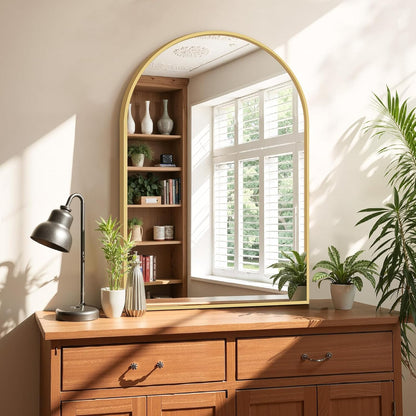 Bathroom Mirror for Wall, 24 Inch Round Mirror, Matte Black Metal Framed Circle Vanity Mirror for Bathroom Bedroom Living Room Entryway, Anti-Rust, Tempered Glass, Hanging or Leaning