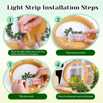 Der Rose 2 Pack Lighted Hanging Plants, Artificial String of Pearls Succulents with Warm LED Lights, Aesthetic Fake Plants for Black Bathroom Bedroom Living Room Wall Decor, Party & Gift for Women