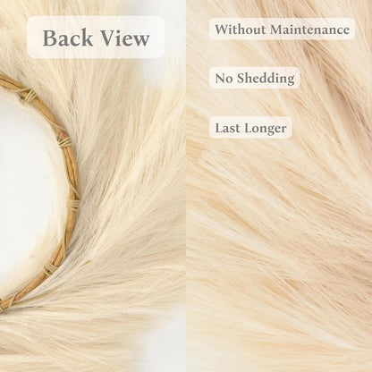 Perfnique Pampas Grass Wreath, 25'' Faux Pampas Wreath for Front Door, Artificial Pampas Wreath for All Seasons, Boho Wall Decor, Farmhouse Pampas Grass Garland, DIY Wreath Arrangement (Ivory&Taupe)