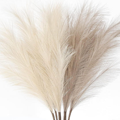 ZIFTY 7-Pcs 38"/3.1FT Faux Pampas Grass Large Tall Fluffy Artificial Fake Flower Bedroom Decor Boho Decor Bulrush Reed Grass for Vase Filler Farmhouse Home Wedding Decor (Beige Mixed)