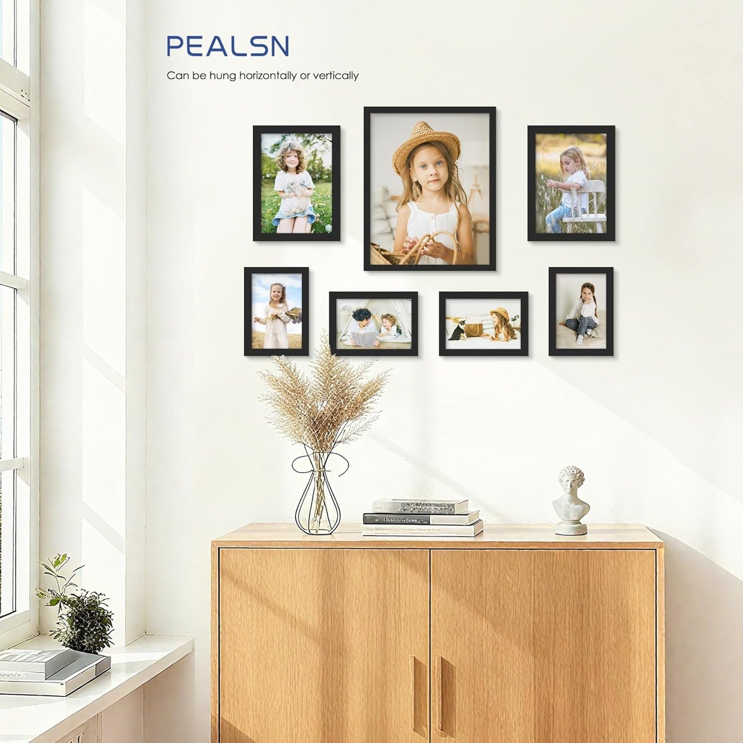 PEALSN 10 Pack Collage Picture Frames, Gallery Wall Frame Set with Two 8x10, Four 5x7, and Four 4x6, Multiple Photo Frames for Wall Gallery Decor, Black
