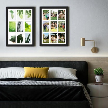 DUENPY 14x26 Collage Picture Frame 4x6 Collage Picture Frame Displays Twelve 4x6 inch Photos Available Horizontal Wall Mounting Display and Vertical Black - Colors B