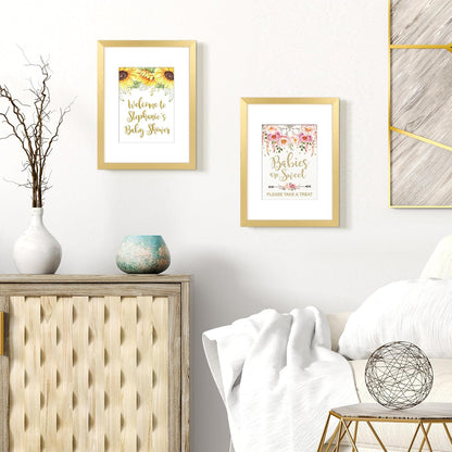 upsimples 11x14 Picture Frame Set of 5, Display Pictures 8x10 with Mat or 11x14 Without Mat, Wall Gallery Photo Frames, Black