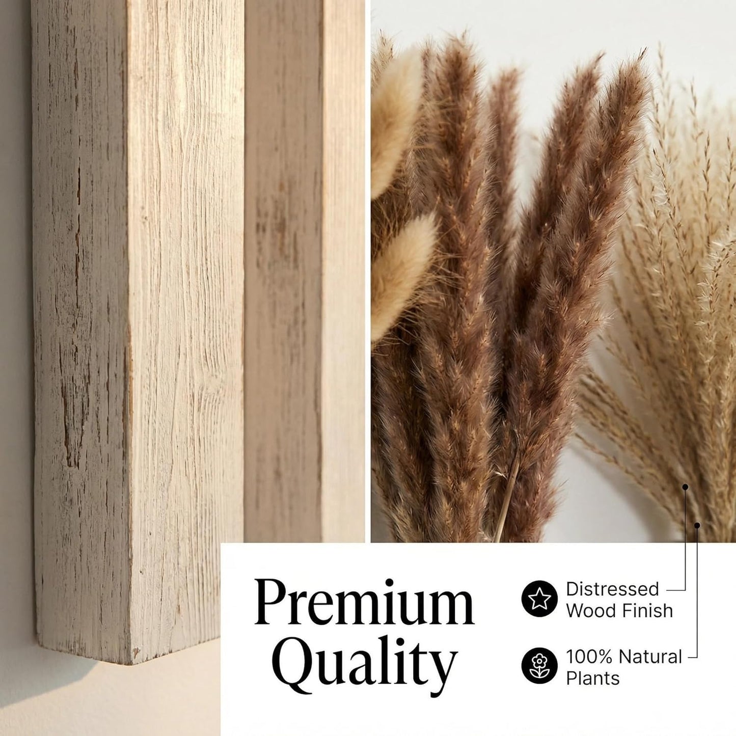 Wooden Wall Planter Set of 4 - Modern Home Decor for Living Room, Bedroom, Bathroom - Walnut Finish Planter for Dried Flowers, Faux Greenery, Indoor Plants