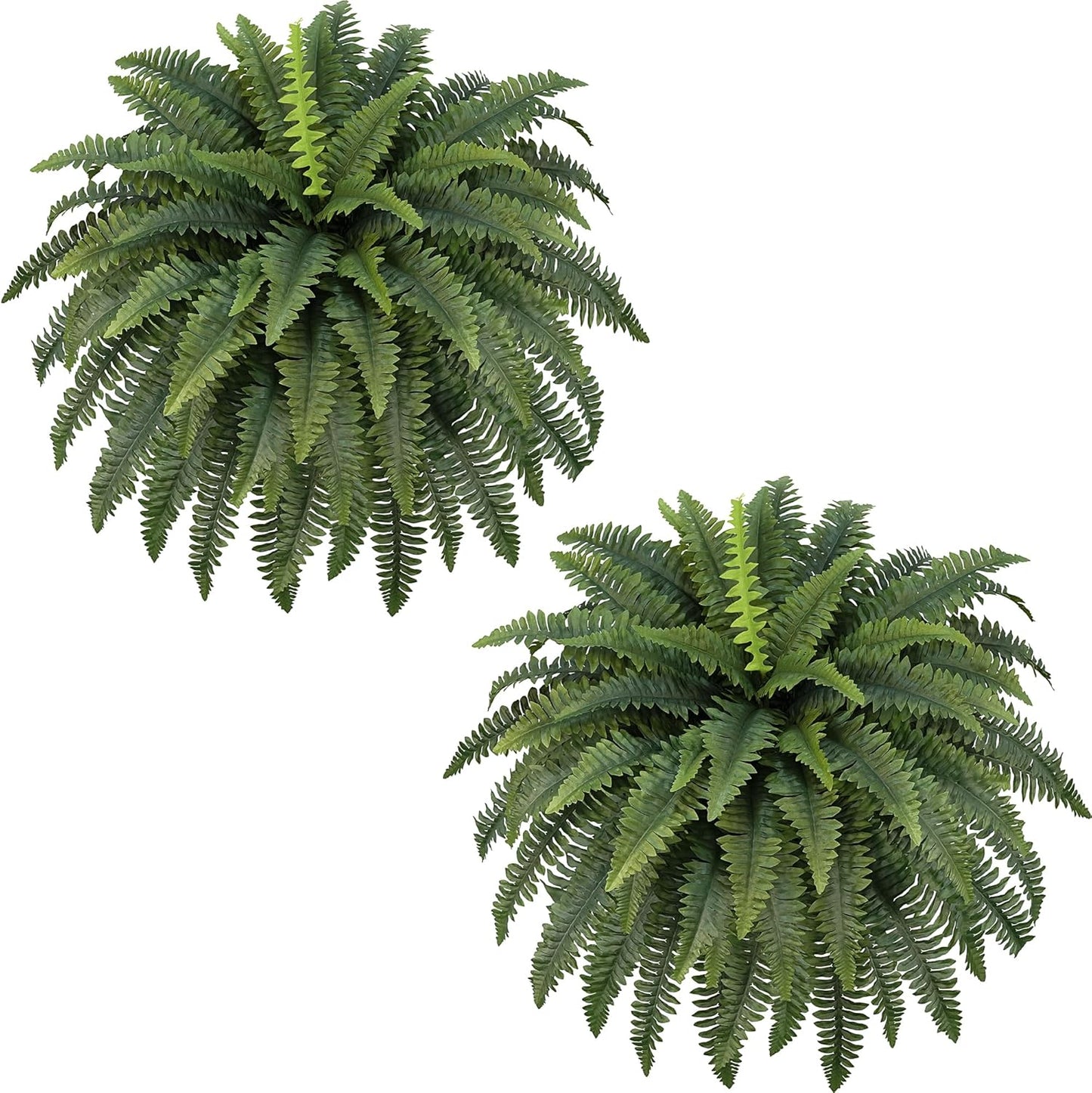 FOREST PRINCE 35" Ferns Artificial Bush Plants Large, 2 Artificial Boston Ferns with 39 Fronds for Outdoors Home Decor