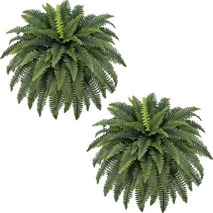 FOREST PRINCE 35" Ferns Artificial Bush Plants Large, 2 Artificial Boston Ferns with 39 Fronds for Outdoors Home Decor