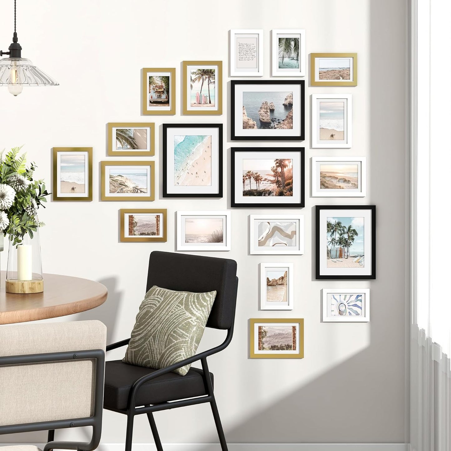 Venusmiles 20 Pack Picture Frames Collage Wall Decor, Gallery Frame Set for Wall Mounting or Tabletop Display, Multi Sizes Including 4pcs 8x10, 8pcs 5x7, 8pcs 4x6, Oak
