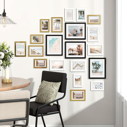 Venusmiles 20 Pack Picture Frames Collage Wall Decor, Gallery Frame Set for Wall Mounting or Tabletop Display, Multi Sizes Including 4pcs 8x10, 8pcs 5x7, 8pcs 4x6, Oak