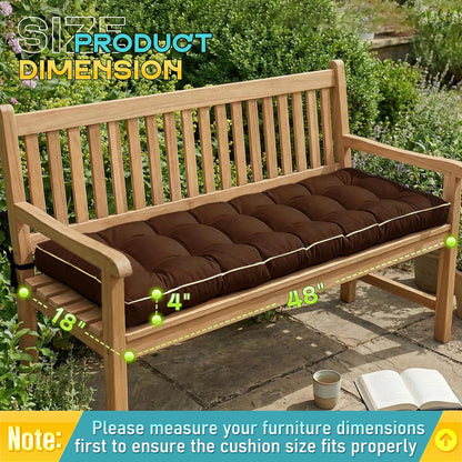Outdoor Bench Cushion, Tufted Patio Seat Pad for Garden Bench, Porch Swing, Indoor/Outoor Furniture (Blue, 48X18X4 inch)