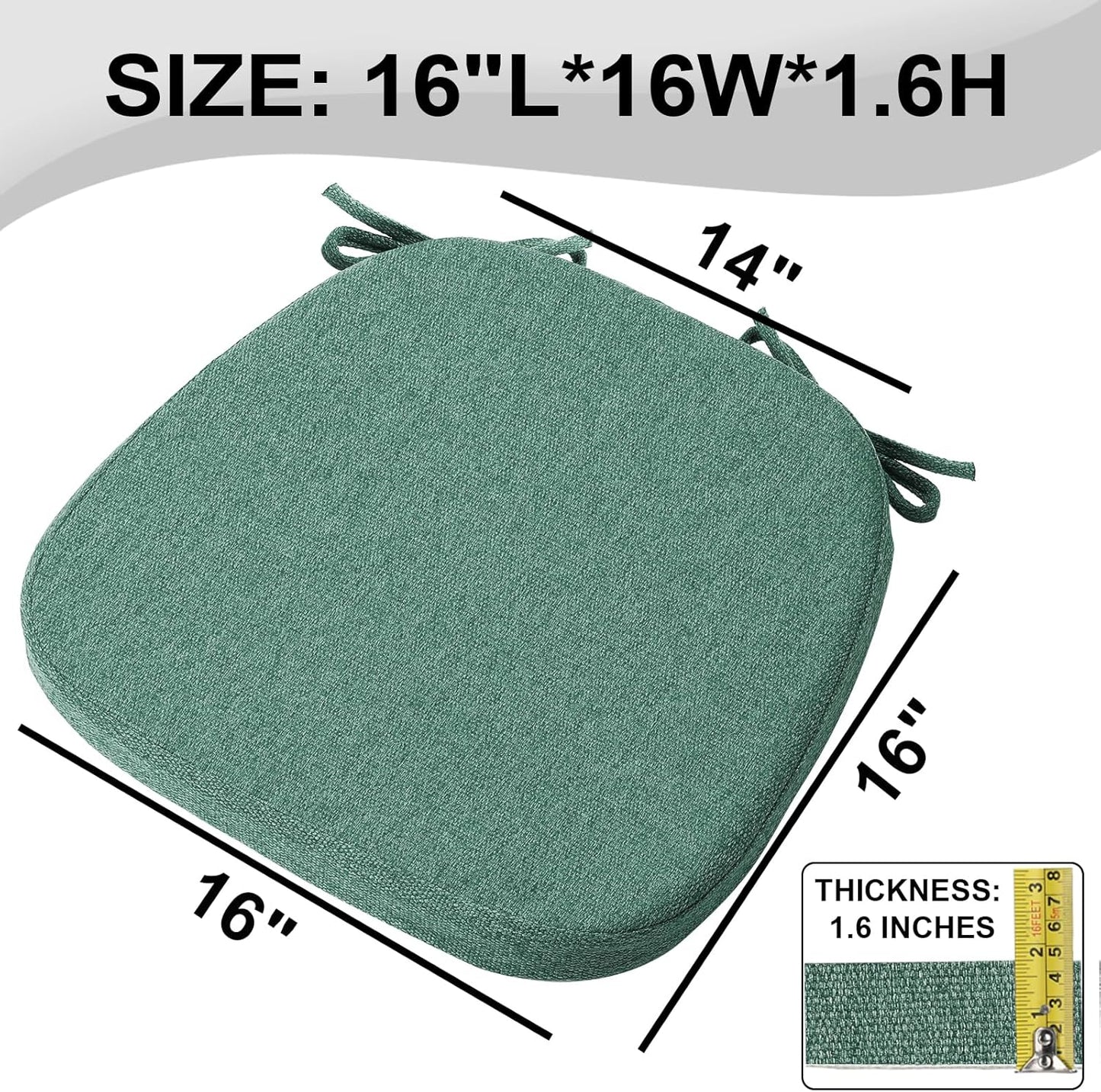 SINOSSO 1 Pack Memory Foam Chair Cushions for Dining Chair, Friendly Woven Fabric 16" U-Shape Comfortable Kitchen Chair Pad, Removable Slip Resistant Seat Cushion (1 Piece, Blue)