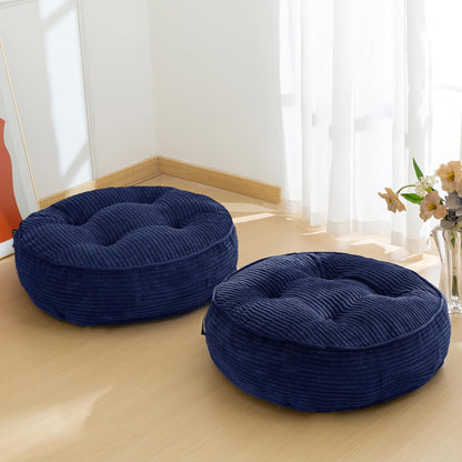 HIGOGOGO 6" Extra Thick Floor Pillow Cushion for Adults, Meditation Cushion Pillow, Large Square Floor Sitting, Tufted Corduroy Cover, for Tatami Living Room or Yoga, 22x22 Inch, 2Pack, Dark Grey