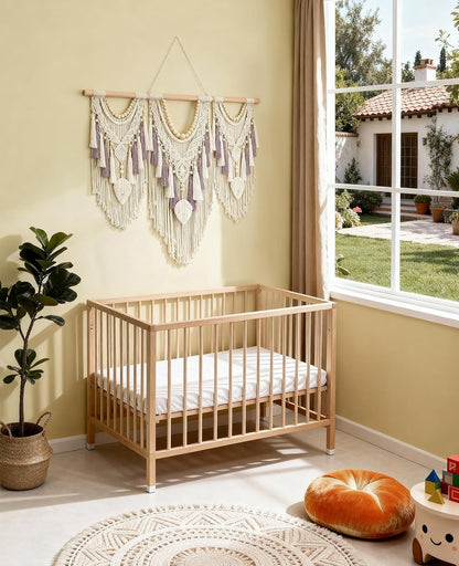 Tempospark Large Macrame Wall Hanging, 43" Wx32 L Boho Wall Hangings for Living Room Bedroom Nursery, Boho Chic Large Macrame Tapestry for Bedroom Wall Decor (Tassel)