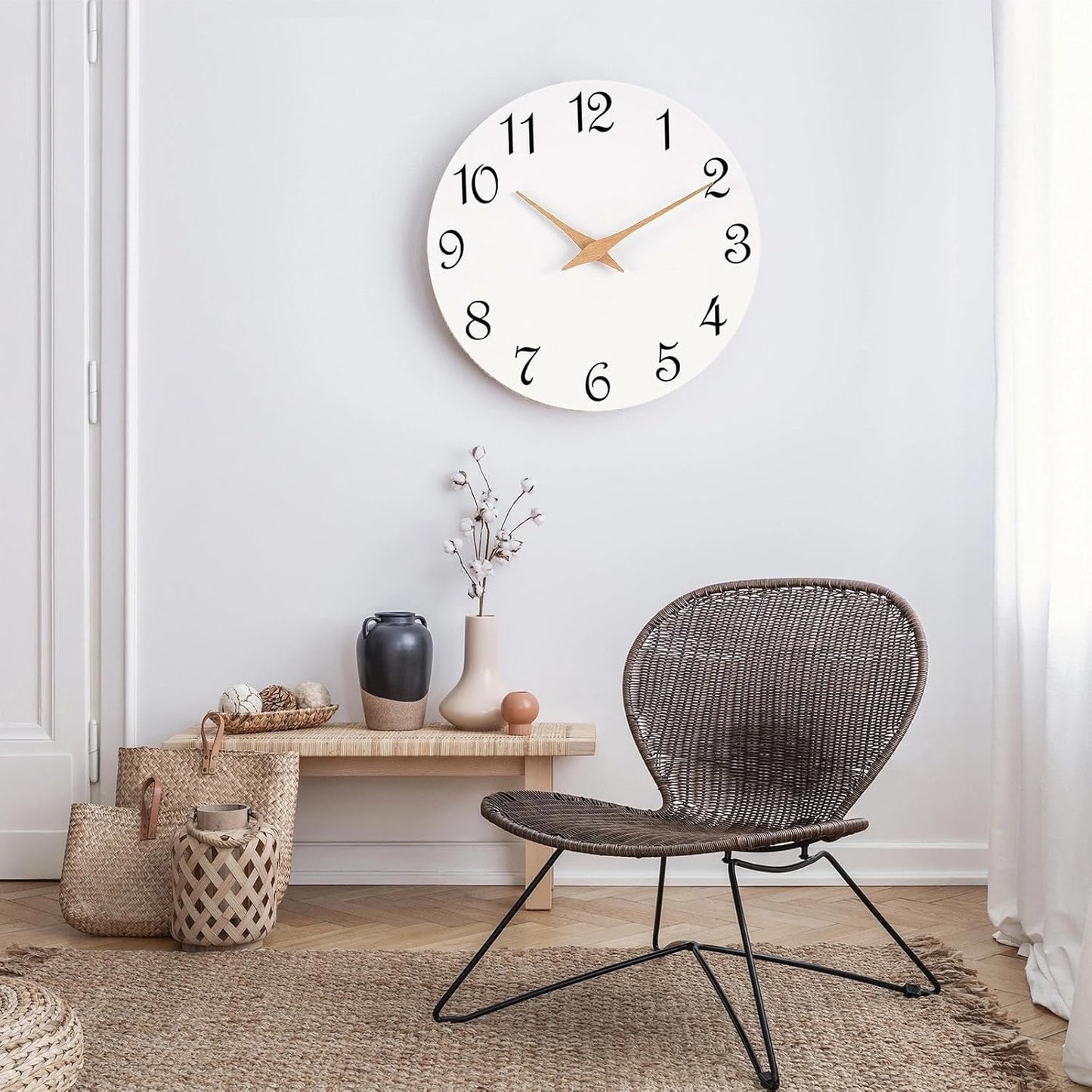Mosewa Wall Clock 8 Inch Black Battery Operated Silent Non Ticking Simple Minimalist Rose Gold Numbers Decorative for Bedroom Living Room Kitchen Home Bathroom Office