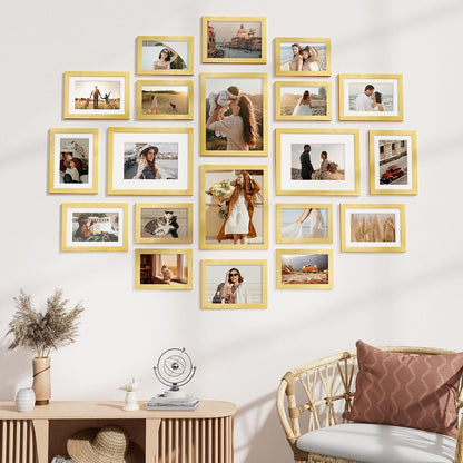 Vittanly 20 Pack Picture Frames Collage Wall Decor, Multi Sizes Including 4pcs 8x10, 8pcs 5x7 and 8pcs 4x6 Photo Frames, Gallery Frame Set for Wall or Tabletop Display, Black, Brown and Dark Grey