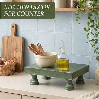 EOSAHR Farmhouse Riser for Room Decor : Decorative Pedestal Stand For Display Your Home Decorations and Uniquely Soap Stand - Rustic Bathroom Counter Tray and Kitchen Decor (Natural Wood)