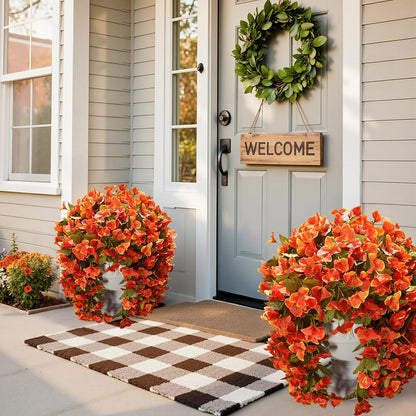 Faux Bougainvillea Artificial Flowers Plants for Outdoor Outside Decoration, 2 PCS Red Fake Flowers UV Resistant Look Real Silk Long Trailing Vines for Front Door Porch Planter Urn Patio Garden Yard