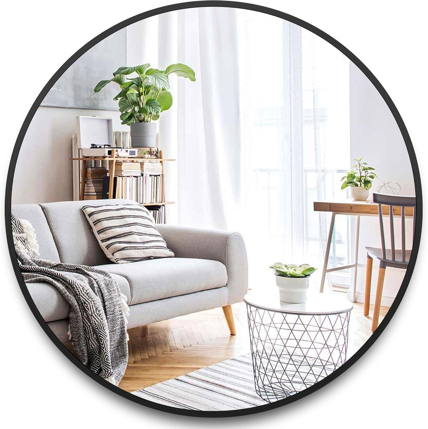 Itrue 12 Inch Small Round Decorative Wall Mirror, HD Silver-Coated Glass with Brushed Black Metal Frame, Minimalist Modern Accent Mirror for Vanity, Narrow Walls, Bathroom, Bedroom & Entryway