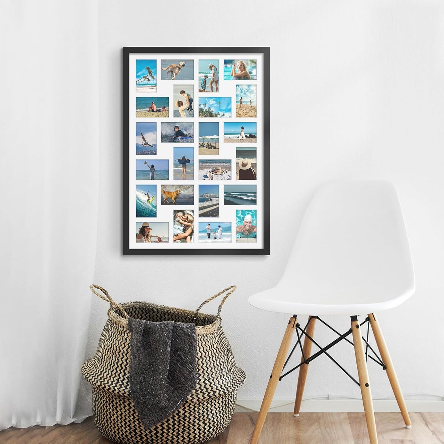 DUENPY 14x26 Collage Picture Frame 4x6 Collage Picture Frame Displays Twelve 4x6 inch Photos Available Horizontal Wall Mounting Display and Vertical Black - Colors B