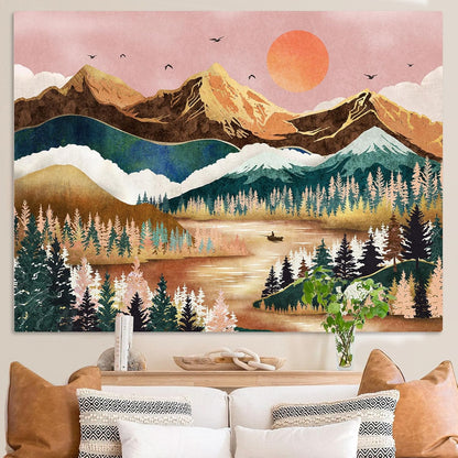 Zussun Black and White Tapestry Starry Night Mountain Tapestries for Bedroom Aesthetic Moon and Stars Tapastry's Wall Hanging Dark Nature Forest Wall Tapestry for Living Room Dorm (48'' × 36'')