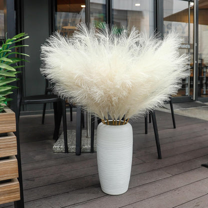 Ouddy Decor 8 Pcs Faux Pampas Grass Decor 38''/97cm Tall Artificial Large Pompous Pompas Floral Fluffy Fake Plants Floor Vase Filler for Wedding Kitchen Home Boho Decorations, Mixed Beige