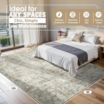 8x10 Area Rugs for Living Room Rug Washable: Abstract Large Rug for Dining Room Bedroom Carpet Non Slip 8 by 10 Indoor Modern Nursery Home Office Blue Grey
