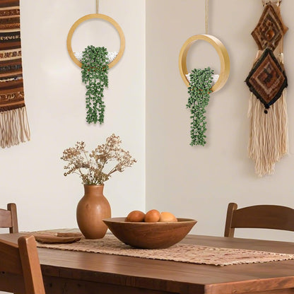 Der Rose 2 Pack Fake Plants Hanging Artificial Succulents Plants in Black Pots for Living Room Bathroom Accessories Boho Farmhouse Wall Decor