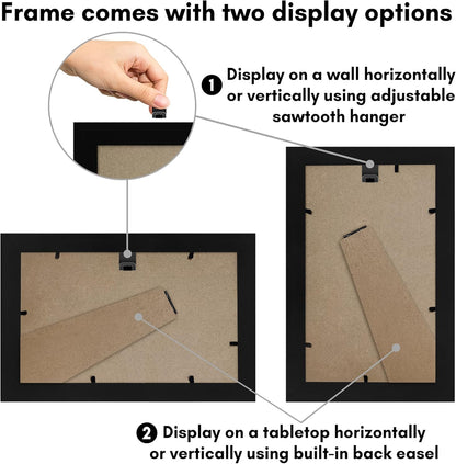 Americanflat 12x18 Poster Frame with Shatter-Resistant Glass - Signature Collection - Gallery-Style Frames Made of Engineered Wood - Photo Frame for Wall Display - Black - Colors A